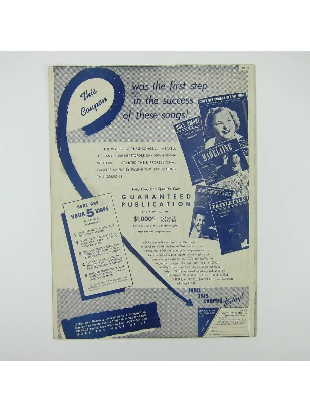 Sheet Music Johnny Zero WWII Military Fighter Pilot Bomber Aviation Vintage 1943